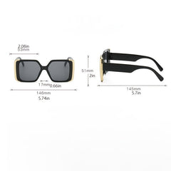 Golden Rimmed Oversize Irregular Square Sunglasses