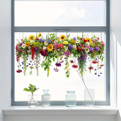 Rustic Style 3D Flower Glass Window Stickers 11.81x23.62in