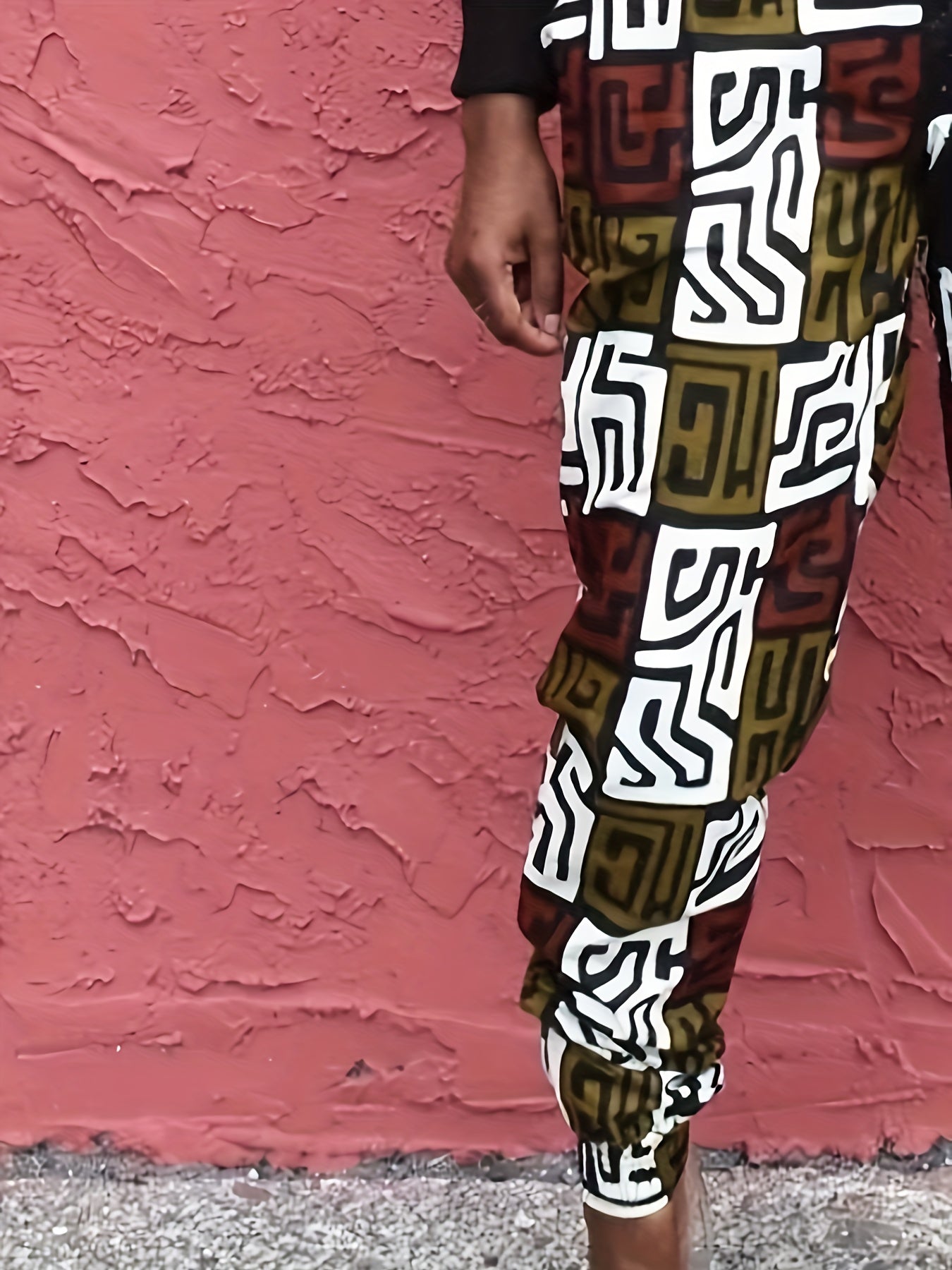  Colorblock Geometric Butterfly Print Jogger Trousers