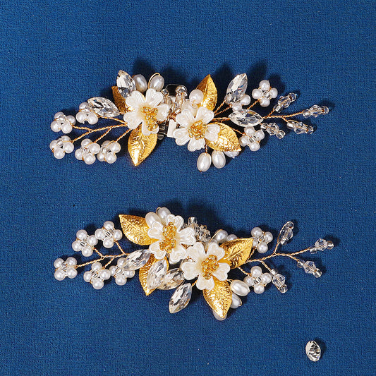 Crystal Faux Pearl Shoe Clips for Wedding Bride 1 Pair