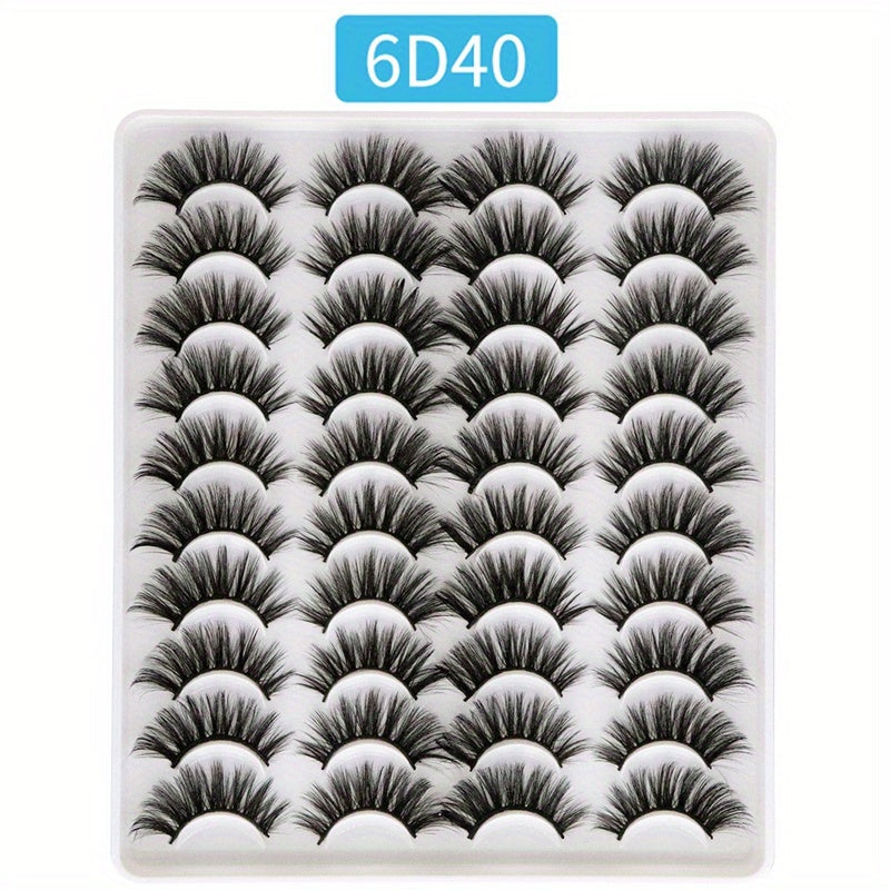 20 Pairs Natural False Eyelashes Wispy Fluffy Soft Lashes Long Thick Criss cross