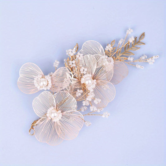 Golden Leaf Shape Head Piece Bridal Wedding Hair Accessories