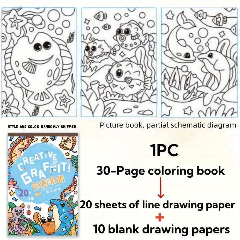 Animal Patterns Graffiti Drawing Book for Kids, 30 Sheets 8K Thick Paper