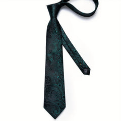 Men's Green Retro Pattern Necktie Set