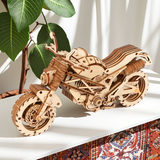 Wooden Motorcycle Model Kit 3D Puzzle Creative Play Holiday Birthday Gift