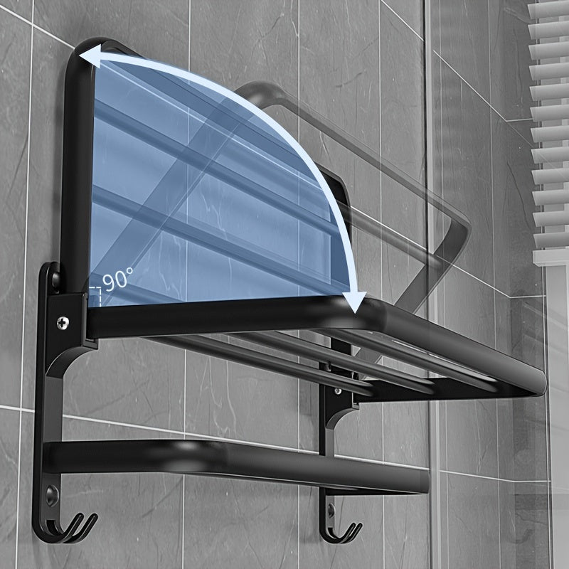 Aluminum Foldable Towel Rack Wall Mounted Bathroom Shelf