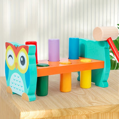 Wooden Owl Sensory Toy Interactive Hammering Game for Kids