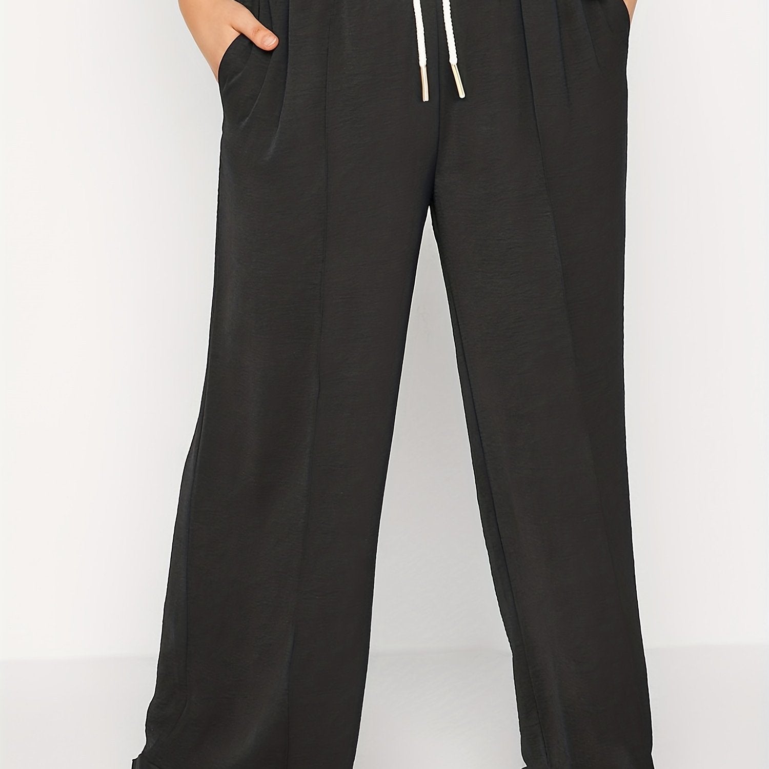 Women's Plus Wide Leg Pants Drawstring Elastic with Pockets