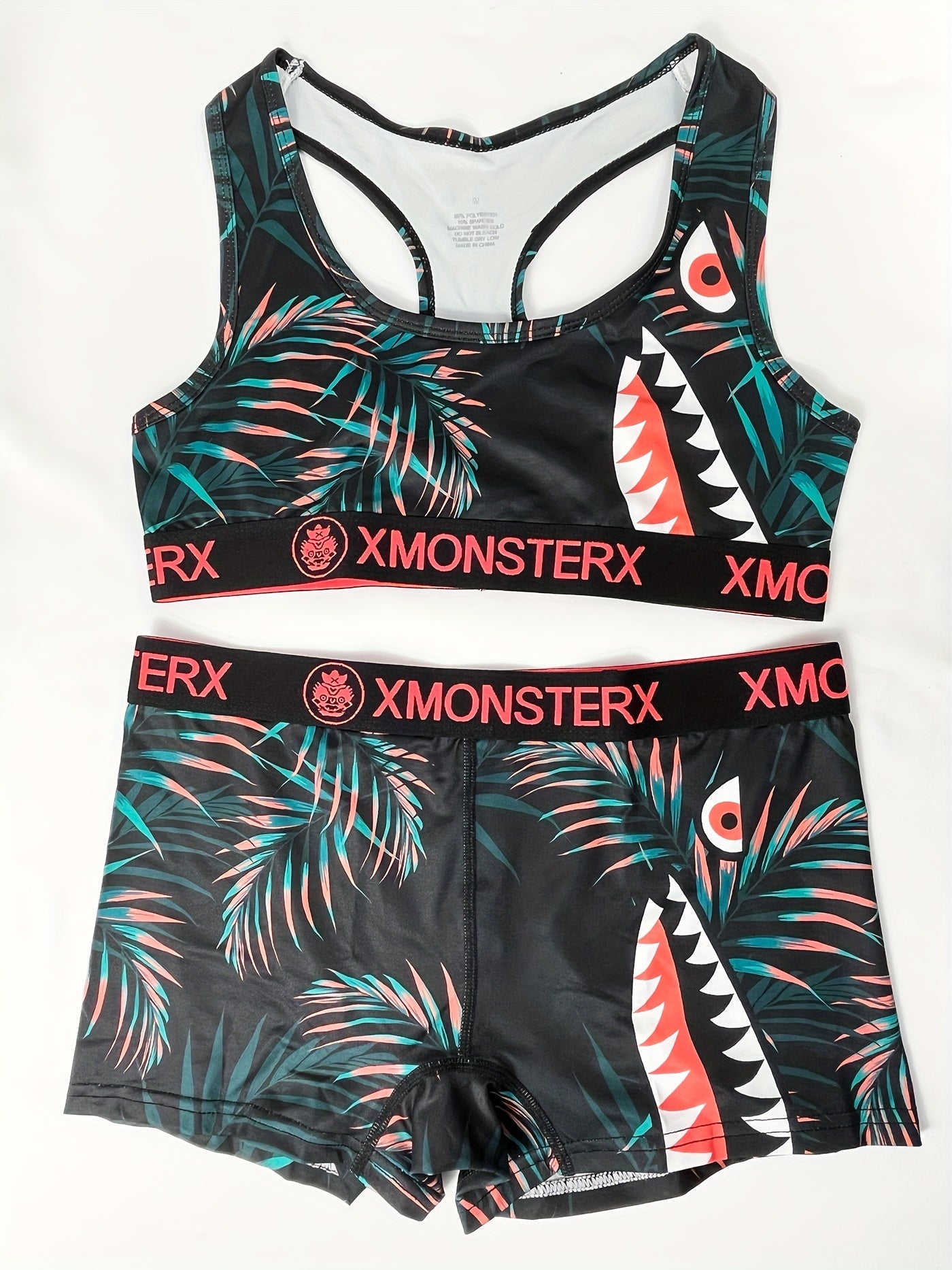 Girls' Monster Graphic Top & Shorts Casual Outfits For Sports Gift