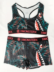 Girls' Monster Graphic Top & Shorts Casual Outfits For Sports Gift