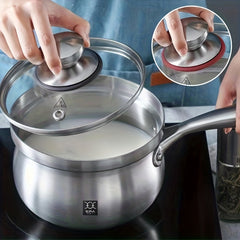Stainless Steel Sauce Pot With Steaming Grid & Glass Lid