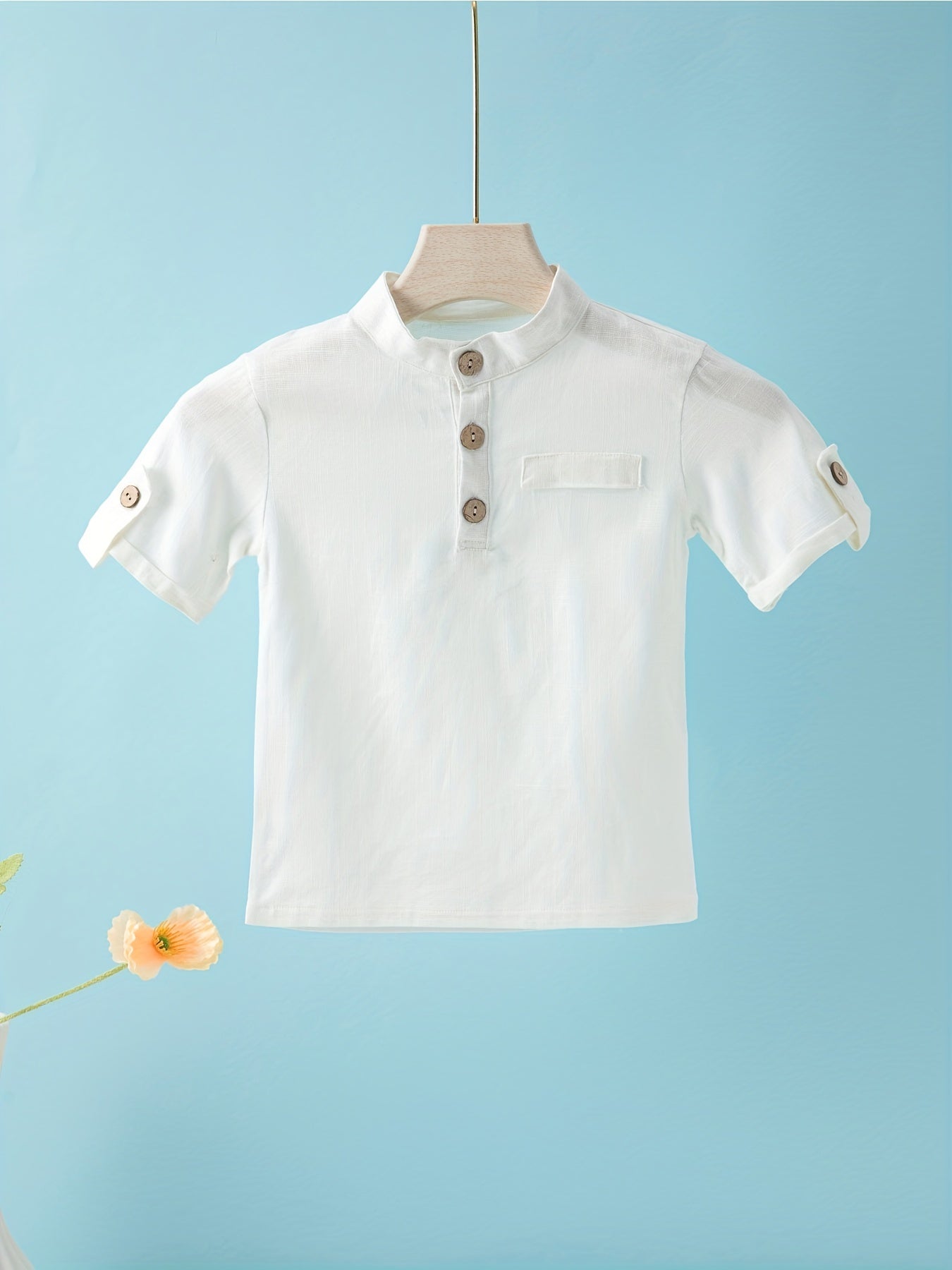 Boys Stand Collar T Shirt Toddler Baby Short Sleeve Casual Top