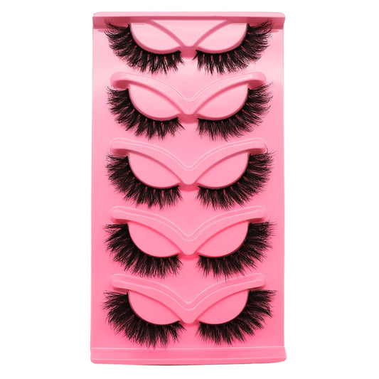 5 Pairs Thick 18mm Fluffy False Eyelashes Cat Eye Lashes