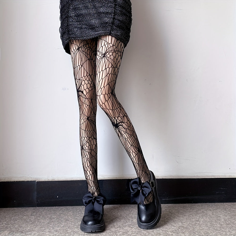 Halloween Spider Pattern Fishnet Tights High Waist Mesh Pantyhose