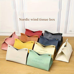 European Style Leather Tissue Box V Mouth Design for Home Living Room & Car