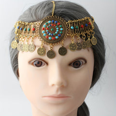 Bohemian Gemstone Head Piece Hair Accessory for Women