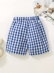 Boys Plaid Casual Shorts Comfortable Breathable For Summer Kids Clothes