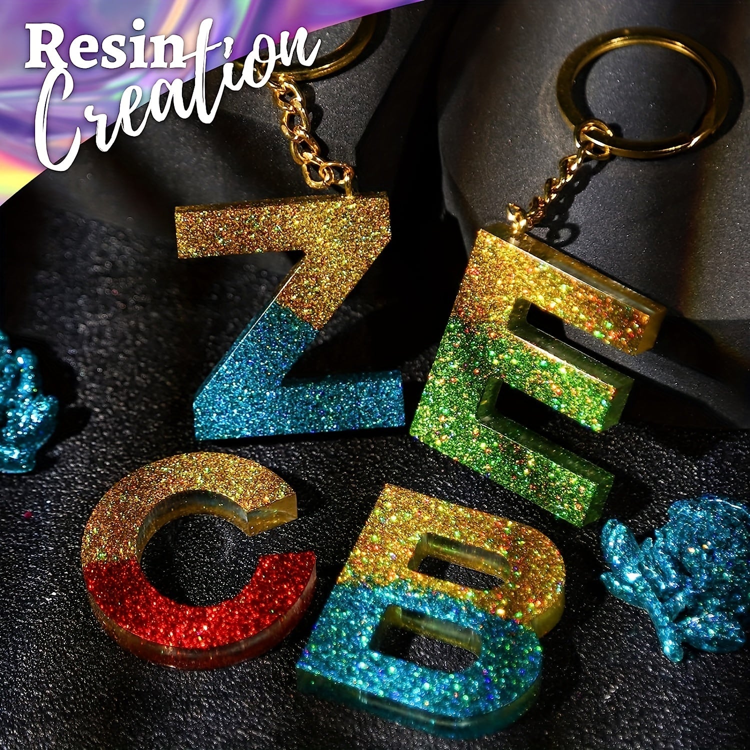 32pcs Glitter Powder & Chunky Glitter Resin Nail Craft Sparkle Sequins Epoxy