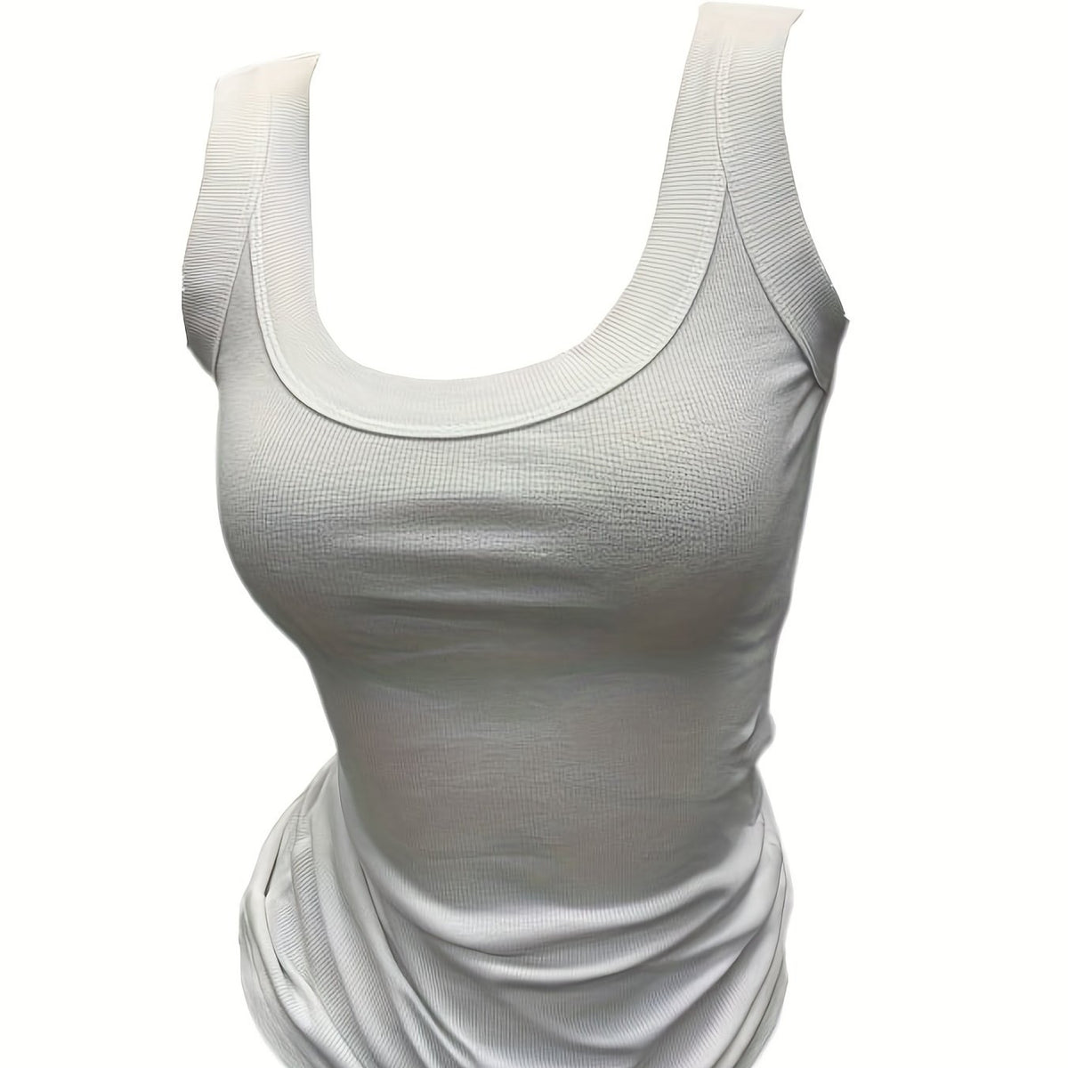 Ribbed Tank Top Scoop Neck Sleeveless Casual Summer Top