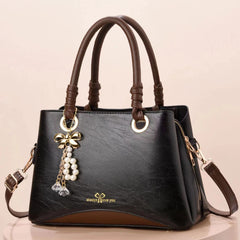 Pearl Bow Pendent Decor Shoulder Bag Large Capacity Handbag