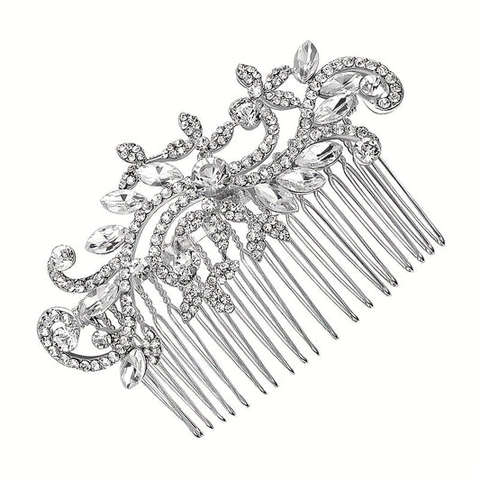 Silvery Rhinestone Hair Comb Crystal Insert Comb Bridal Head Jewelry Decoration