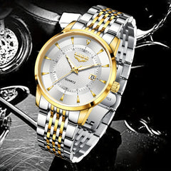 LIGE Quartz Watch Stainless Steel Strap Automatic Date Student Watch