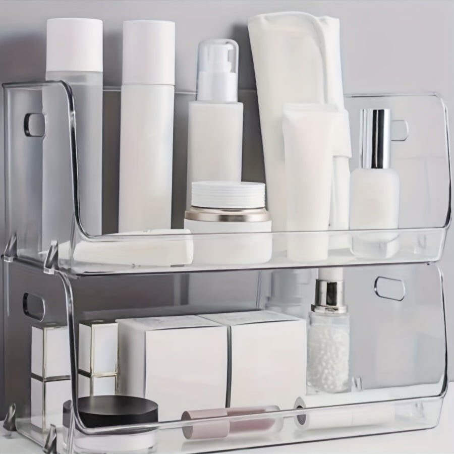 Clear Plastic Stackable Makeup Organizer Storage Case for Vanity Cosmetics
