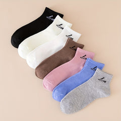 7 Pairs Letter Print Short Socks Women's Stockings