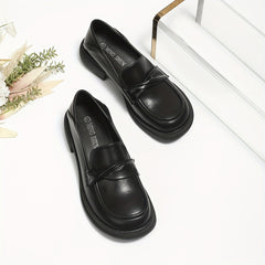 Women's Chunky Loafers Round Toe Slip On Shoes