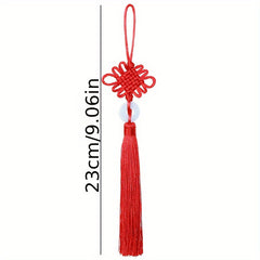 Jade Slice Tassel Square Knot Pendant Hanging Rope Gift Lucky Knot