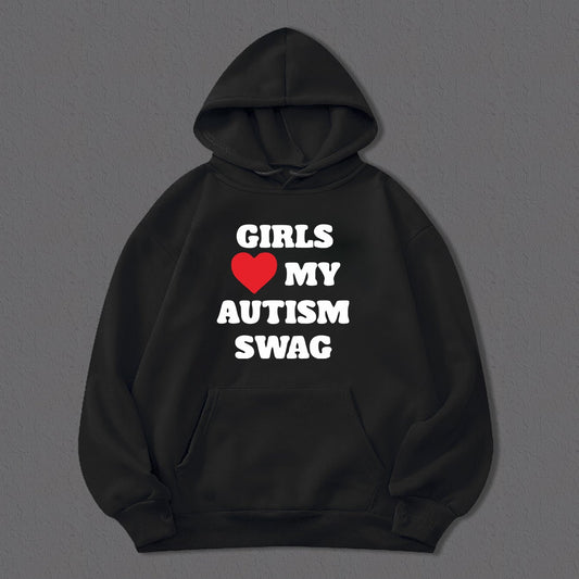AUTISM SWAG Hoodie For Men Comfy Drawstring Hooded Pullover