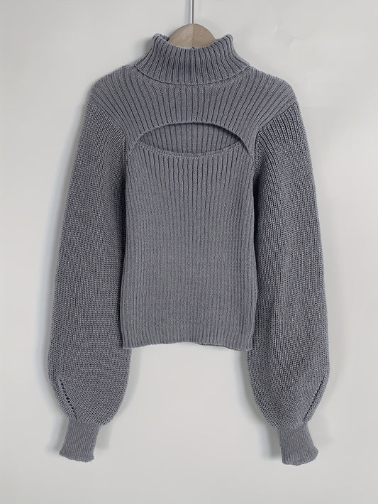 Sexy High Neck Cut Out Sweater for Women