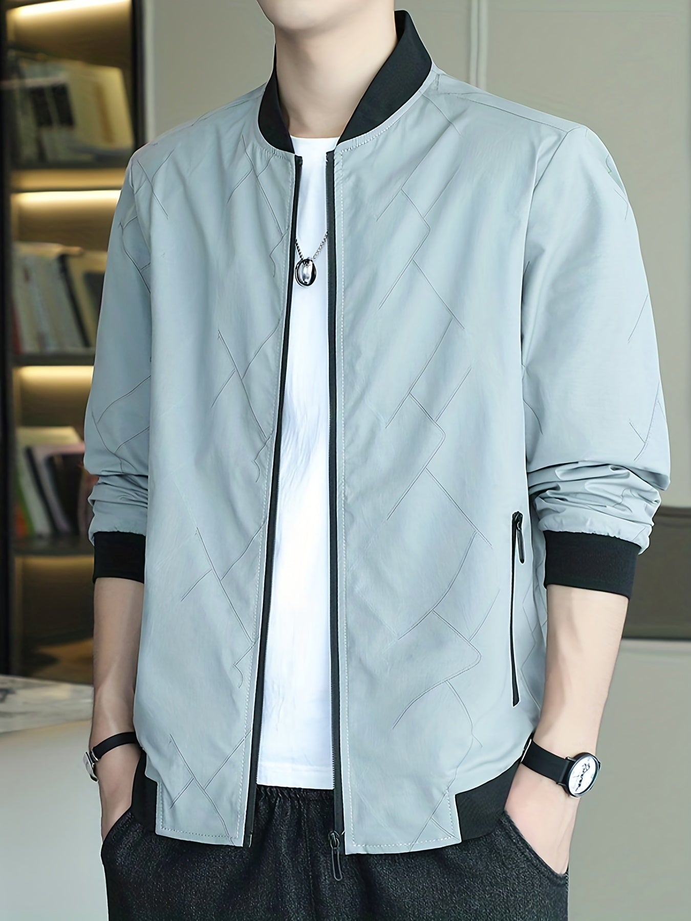Men's Casual Baseball Jacket Coat Regular Fit