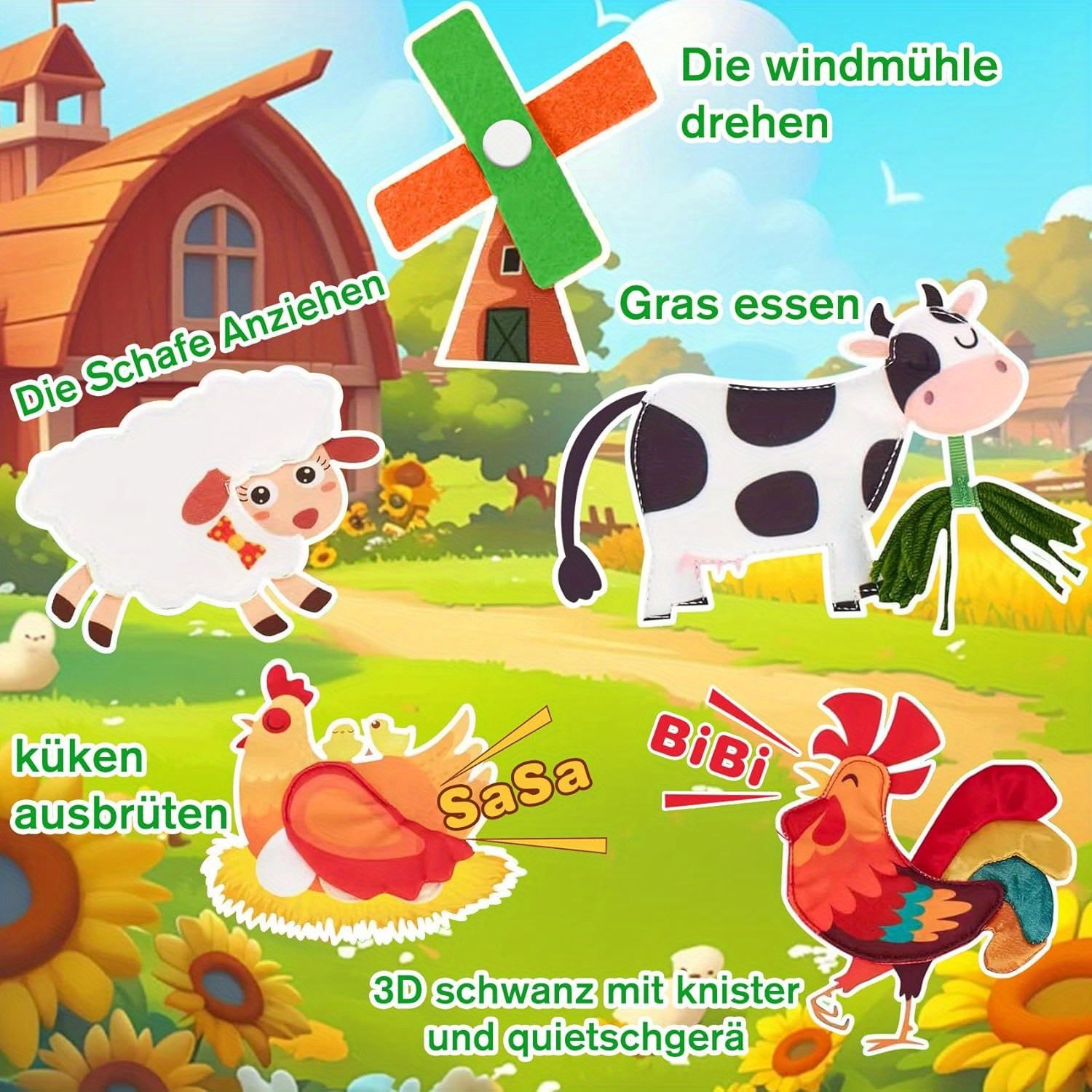My First Farm Book Busy Board for Youngsters - Animals, Tools, Weather