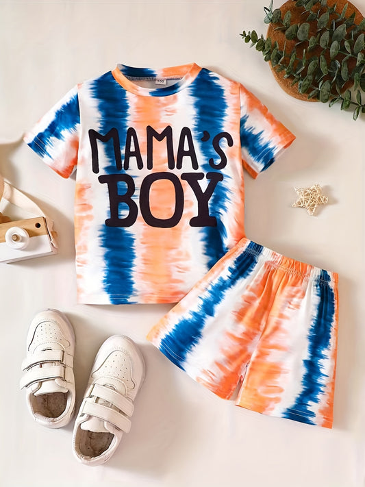 Tie Dye Mama's Boy Tee & Shorts Set for Boys