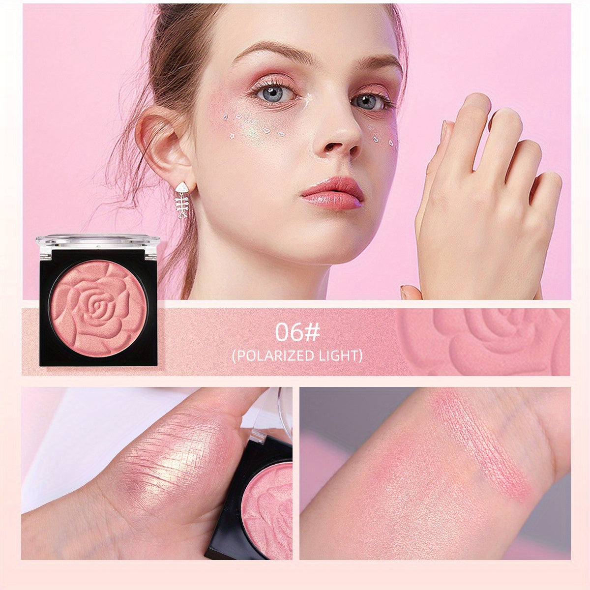 Petal Face Blushes Powder Shimmer Cheek Blush Matte Lightweight Face Brighten