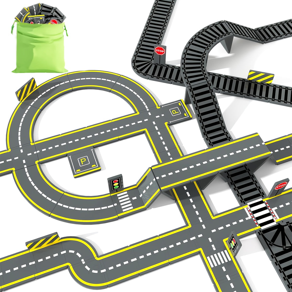 Magnetic Building Road Set Train Track Educational Toy Boys