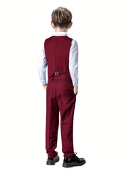 2pcs Boys Formal Outfits Pants&Vest Set For Competition Wedding Dress