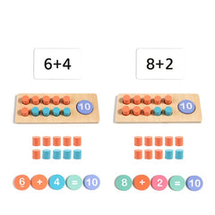 Wooden Ten Frame Math Learning Kit Counting Toy Early Education