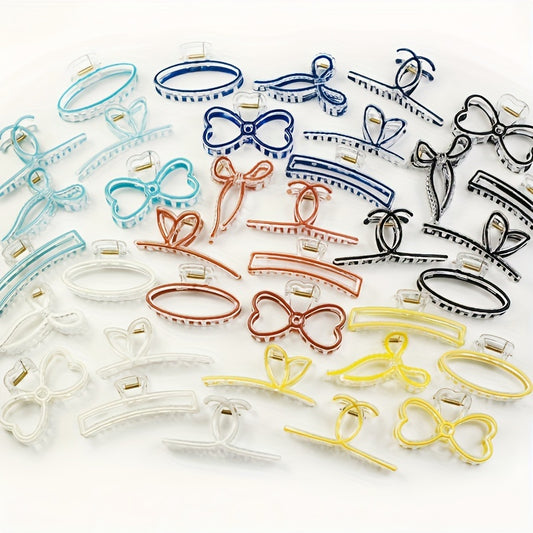 6pcs Colorful Hair Claw Clip Bow Shaped Nonslip Ponytail Holder Hair Accessories