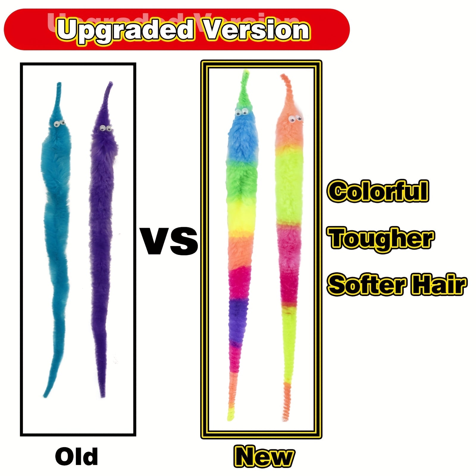 6pcs Vibrant Twist Worms Polyester Wiggle Worms