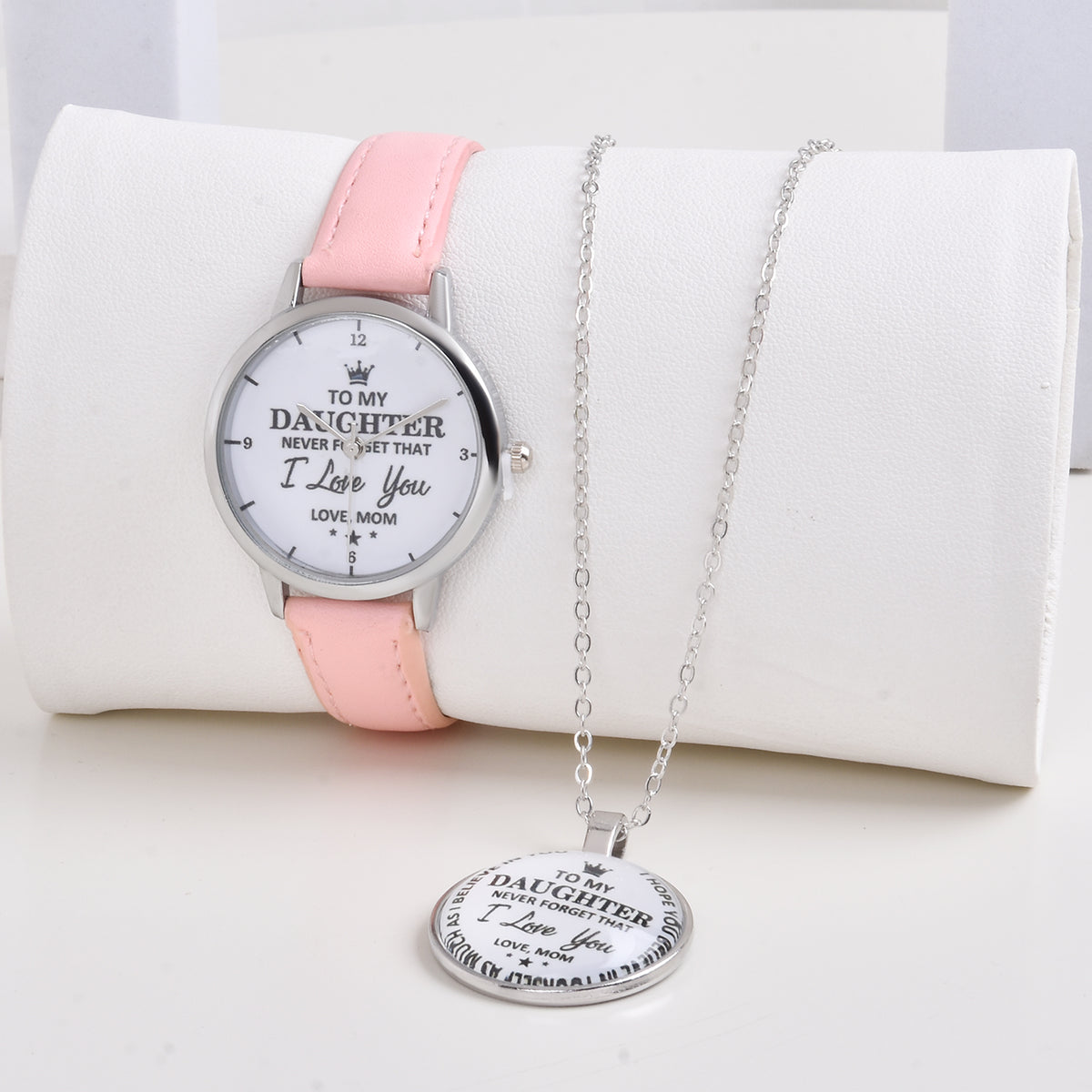 Casual Watch With To My Daughter To My Son Print & Pendant Gift