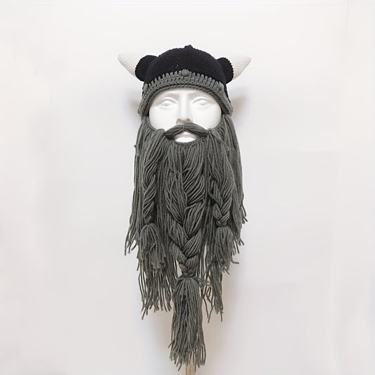 Funny Knitted Beard Hat for Halloween Christmas