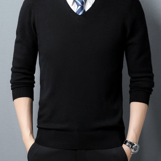 Men's Warm Winter V Neck Slim Knitted Pullover Sweater