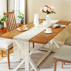 American Crochet Lace Table Runner Beige Cover