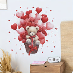 Rose Love Balloon Bear Wall Stickers Romantic Decor
