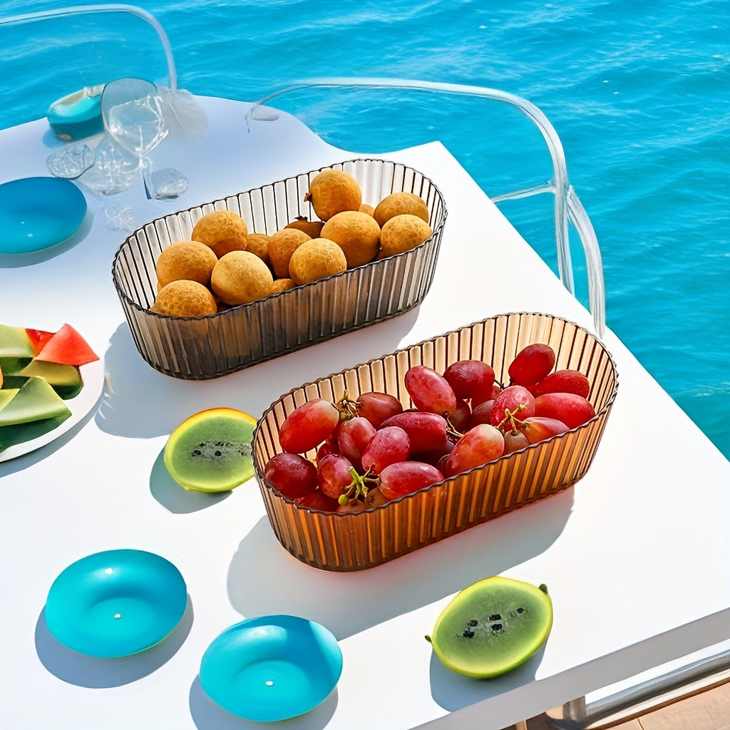 Small Fresh Striped Glass Fruit Bowl Snack Plate Marine Storage Bowl