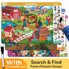 3pcs Find Hidden Objects Books for Kids, Farms Theme
