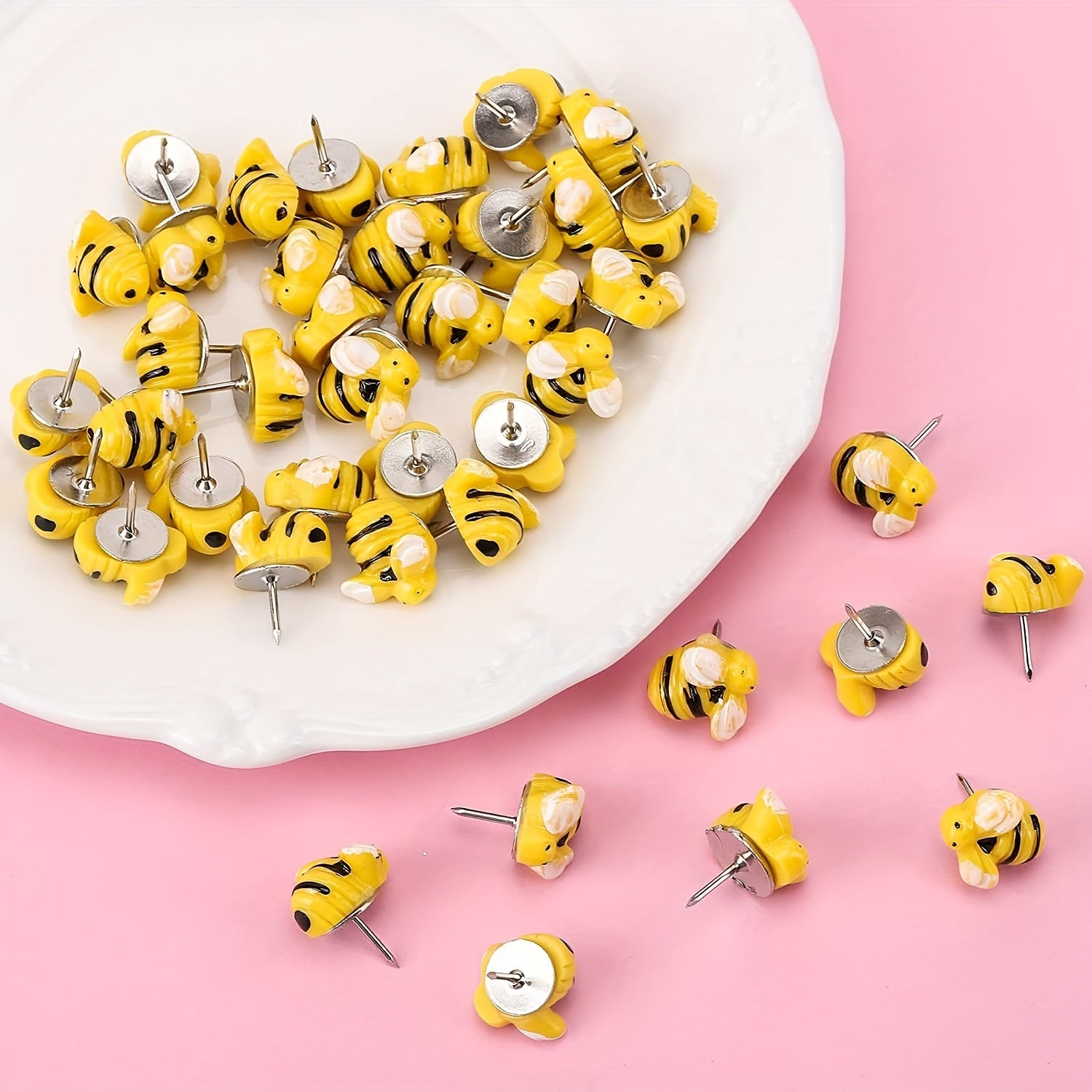 20pcs Bee Pushpins Bees Thumb Tacks Decorative for Wall Whiteboard Corkboard