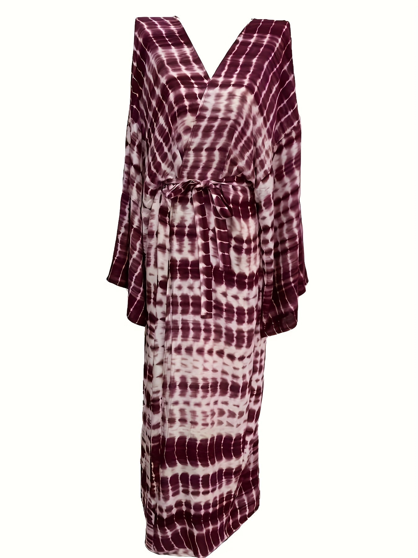  Boho Kimono Women's Plus Tie Dye Bat Sleeve Open Front Beach Cover Up
